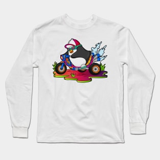 Penguin as Biker with Motorcycle Long Sleeve T-Shirt